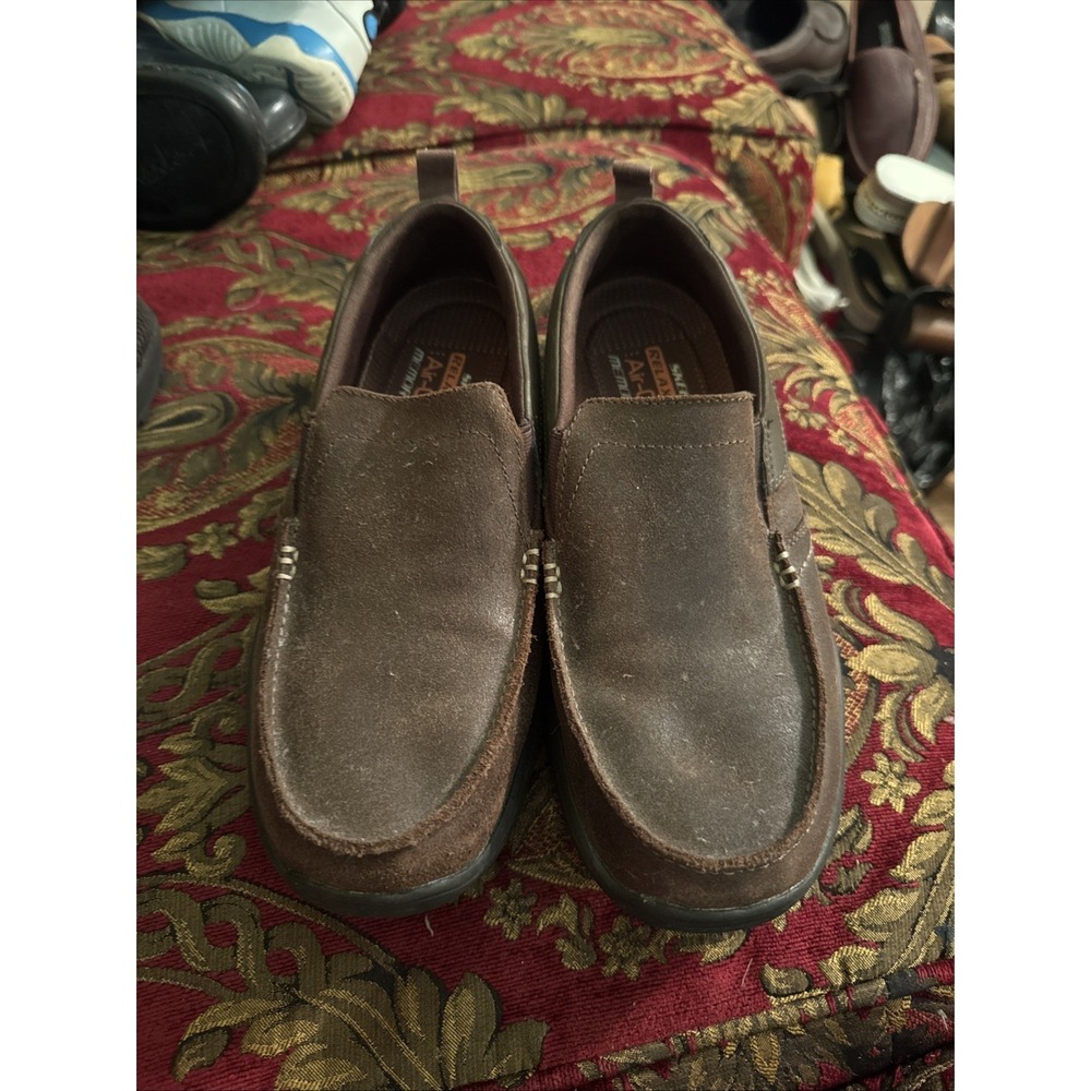 Men 8 Skechers Harper Forde Relaxed Fit Slip On Loafers 64858 Dark Brown Leather